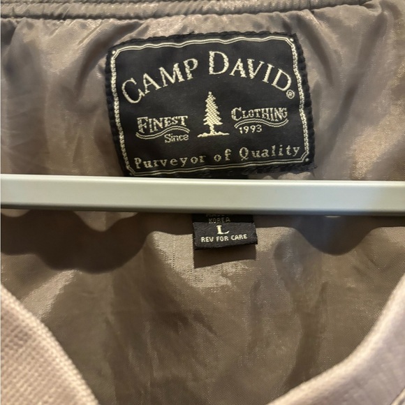 CAMP DAVID FINEST CLOTHING MENS TAN PULL OVER LIGHT WEIGHT JACKET LARGE LOGO - Picture 3 of 16